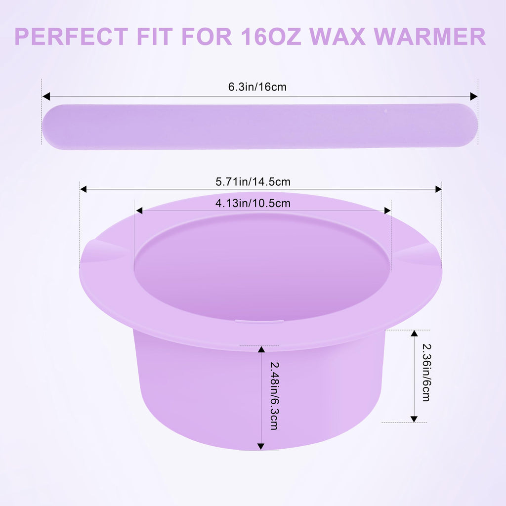 2Pcs Silicone Wax Warmer Liner, Yofuly Purple Wax Pot Insert Liners with Two Spatulas, Reusable 17 oz Silicone Wax Bowl Kit for Women Hair Removal, Esthetician Waxing Supplies Accessories