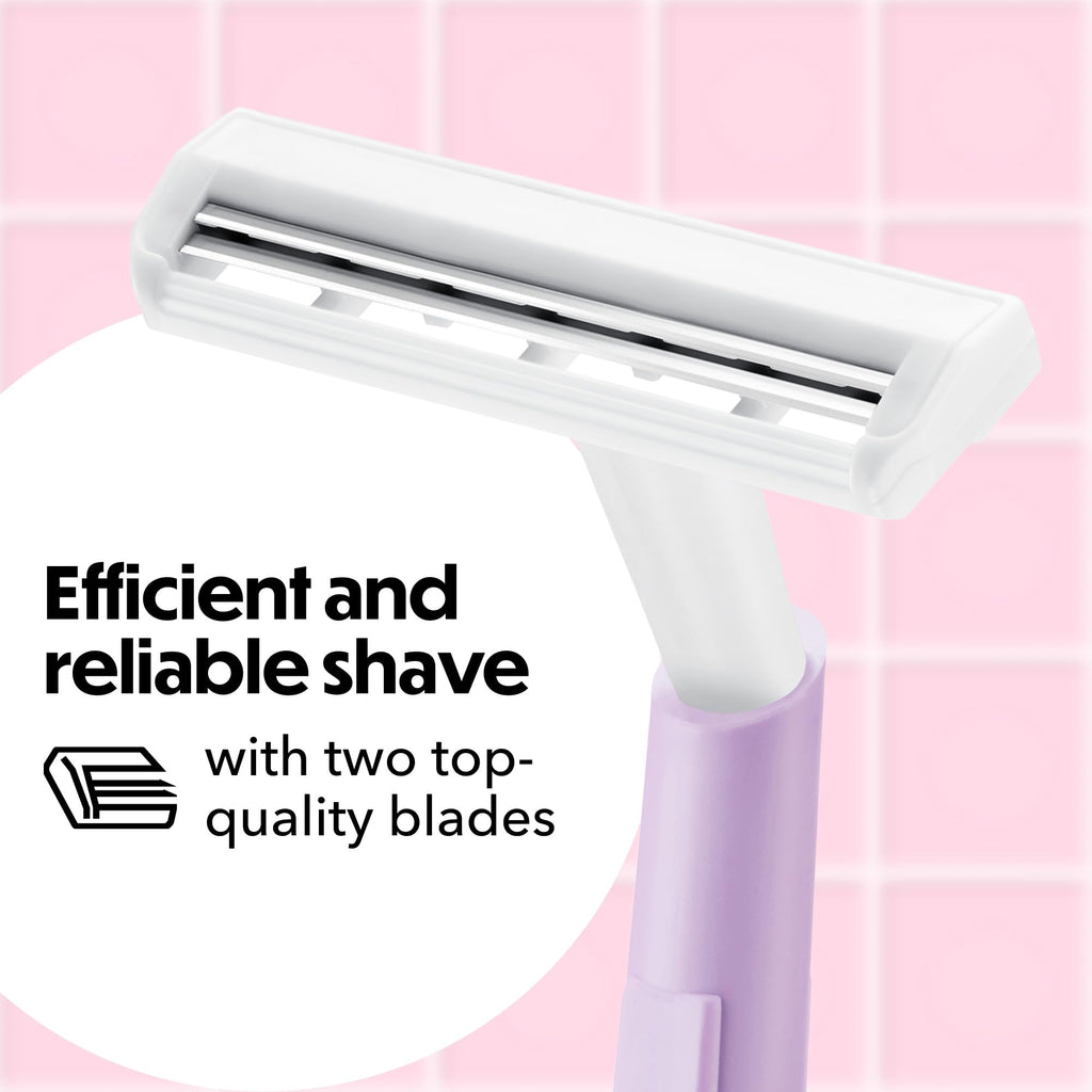 BIC Silky Touch Women's Disposable 2-Blade Razors, Travel Covers, College Dorm Room Essential, Toiletry Bag and Shower Caddy Staple, 18-Pack