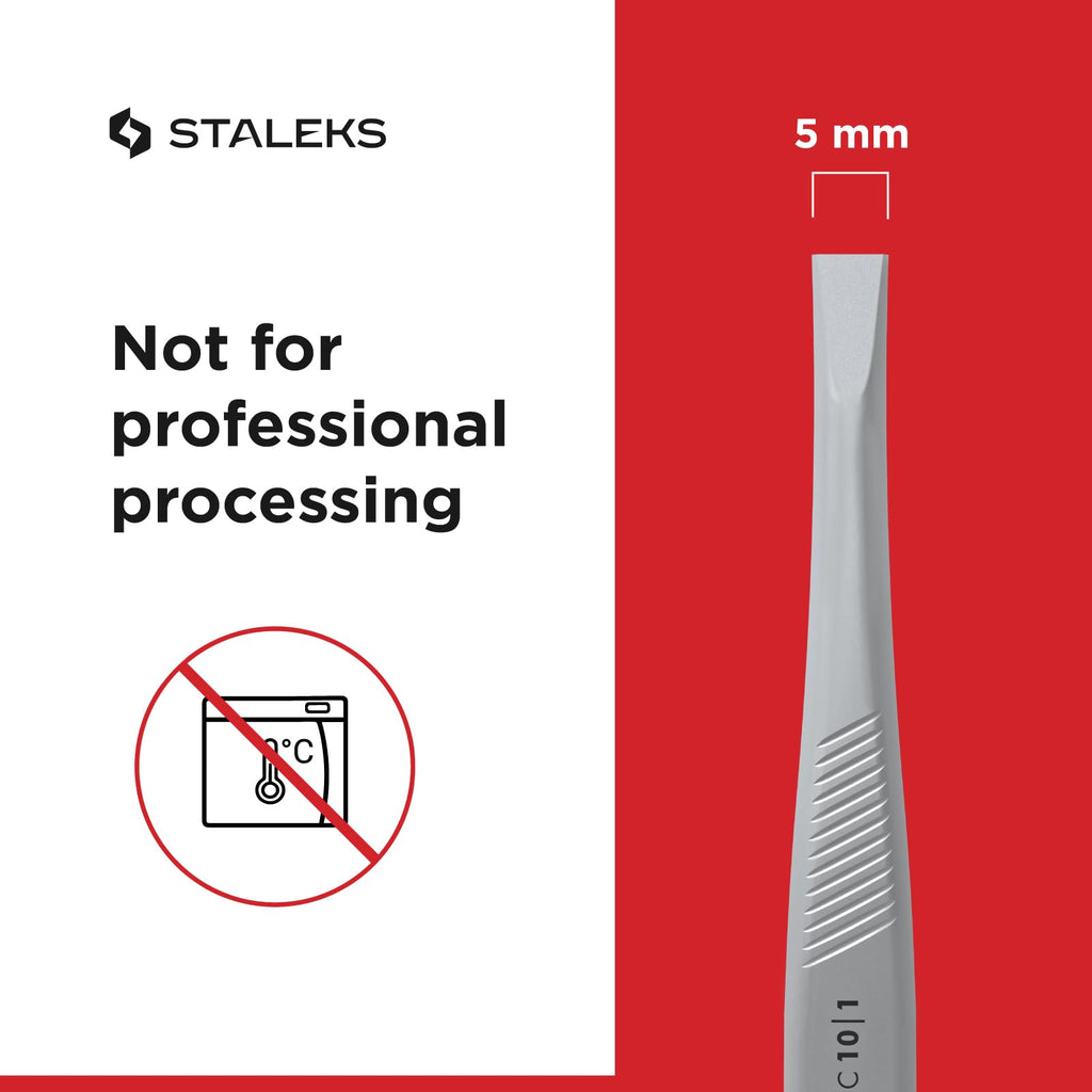 STALEKS CLASSIC 10 Type 1 Eyebrow Tweezers – Wide Straight Stainless Steel for Thick Brows & Precise Home Hair Removal