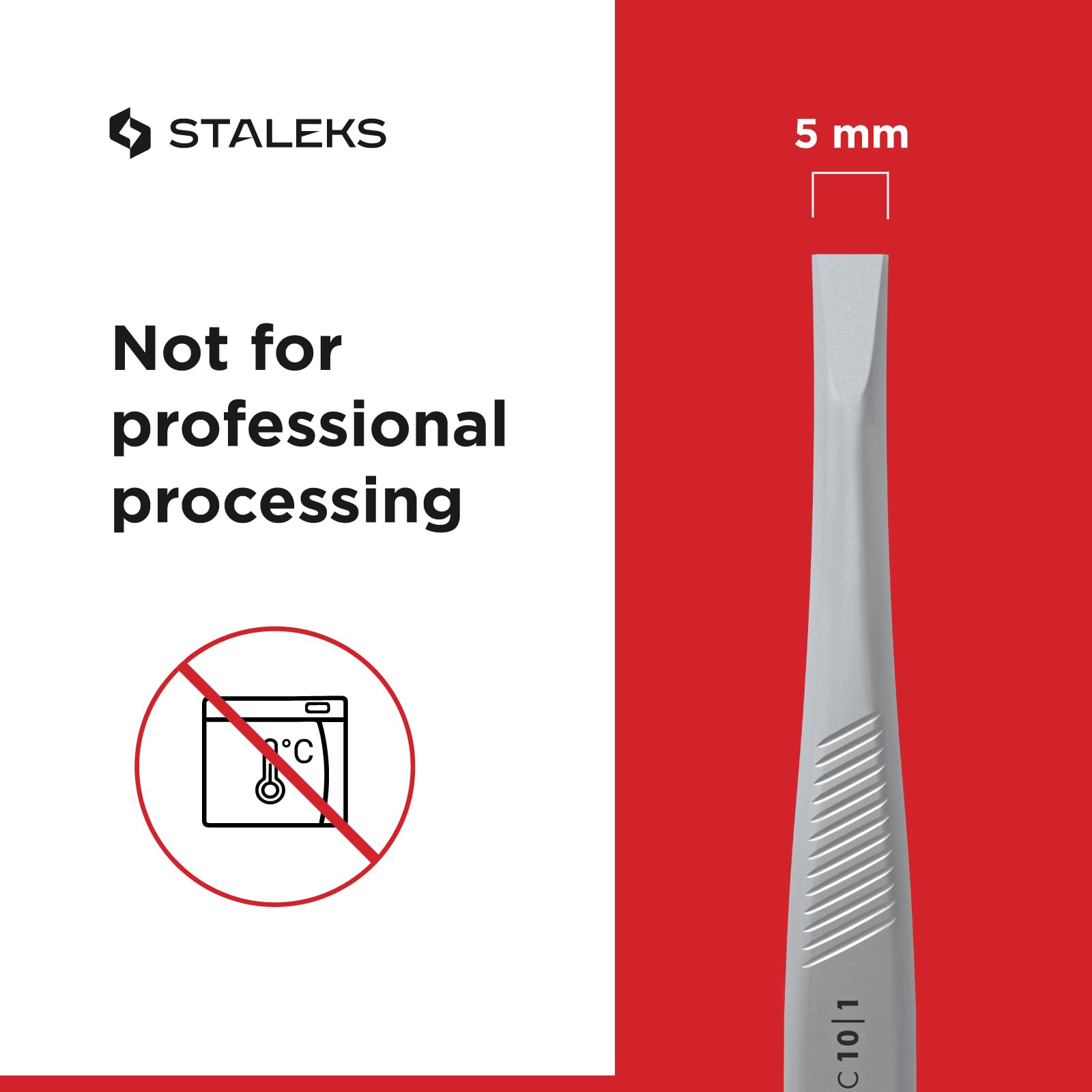STALEKS CLASSIC 10 Type 1 Eyebrow Tweezers – Wide Straight Stainless Steel for Thick Brows & Precise Home Hair Removal