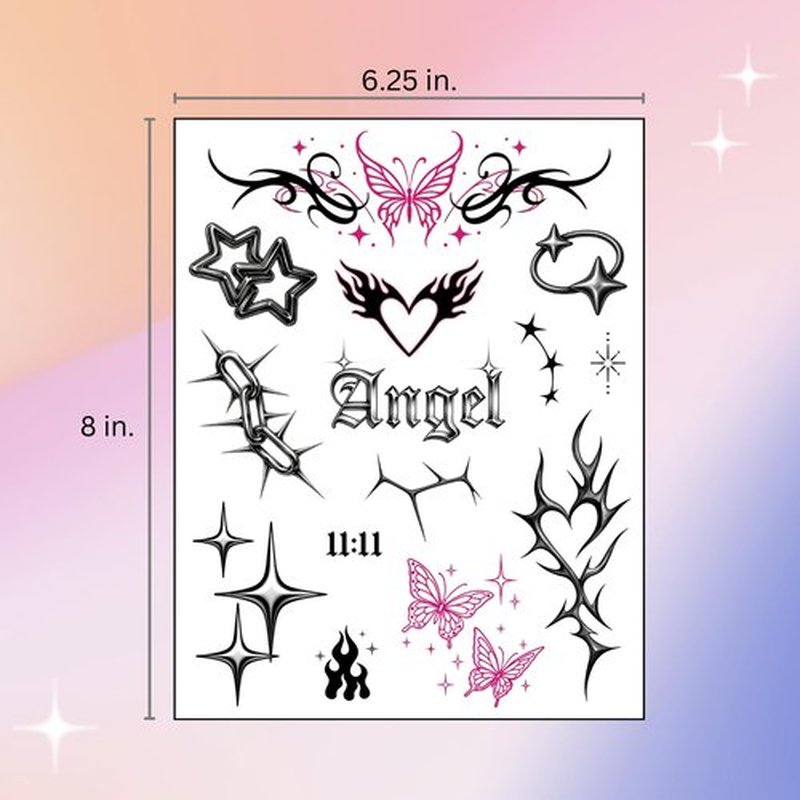 Pixel Hearts Cute Y2K Temporary Tattoos | Realistic Waterproof Fake Tats | Festival, Bachelorette, Halloween, Birthday Favors, Accessories