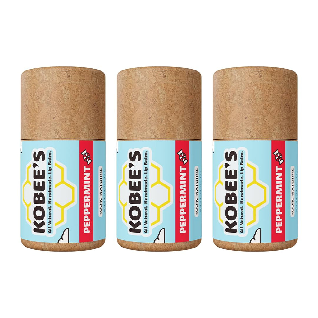 3 pack - Kobeesco Lip Balm, Lip Moisturizer, Lip Cure, Lip Balm, Nourishing Lip Treatment (Peppermint)