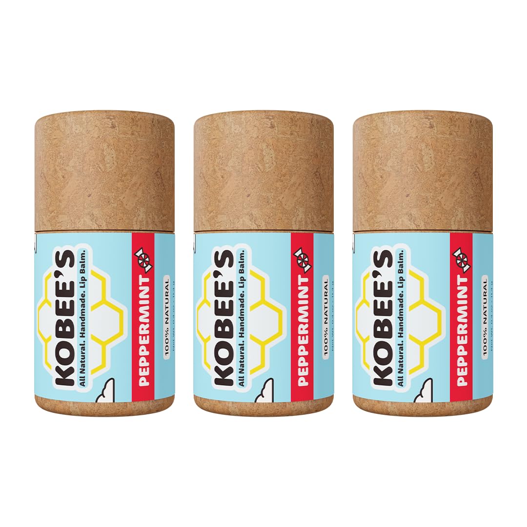 3 pack - Kobeesco Lip Balm, Lip Moisturizer, Lip Cure, Lip Balm, Nourishing Lip Treatment (Peppermint)