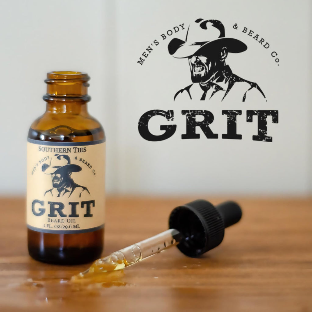 GRIT Southern Ties Premium Beard Oil (1 Fl oz) | Coconut Oil, Vitamin E | Beard Oil for Grooming | Hydrating Conditioning Oils | Softens Brittle & Dry Facial Hair |