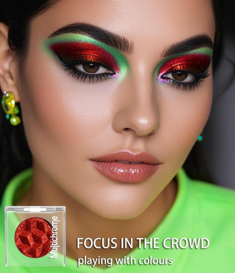 DE’LANCI Chameleon Red Glitter Eyeshadow Highly Pigmented, Single Metallic Glitter Eye Shadow Palette Intense Color Shifting, Chrome True Red Shimmery Glitter Eyes Warm Goth Smoky Makeup