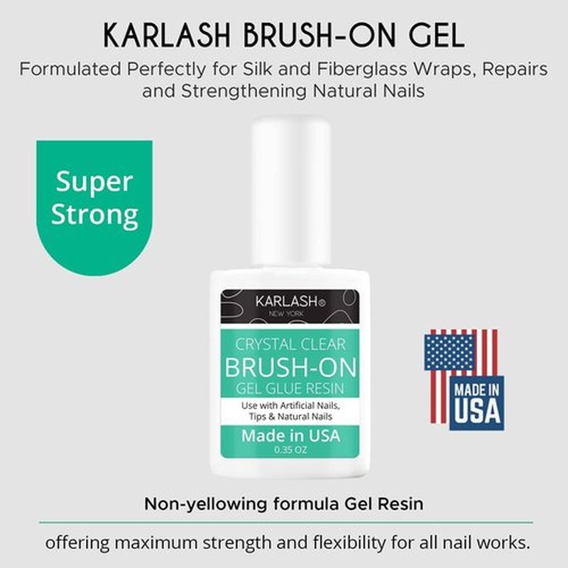 Karlash Super Strong Brush On Nail Glue for Acrylic Nails and Press on Nails Bonding Acrylic Nail Glue Adhesive, Perfect for Acrylic Nail Art, Glitter, Gems, White Clear Tip