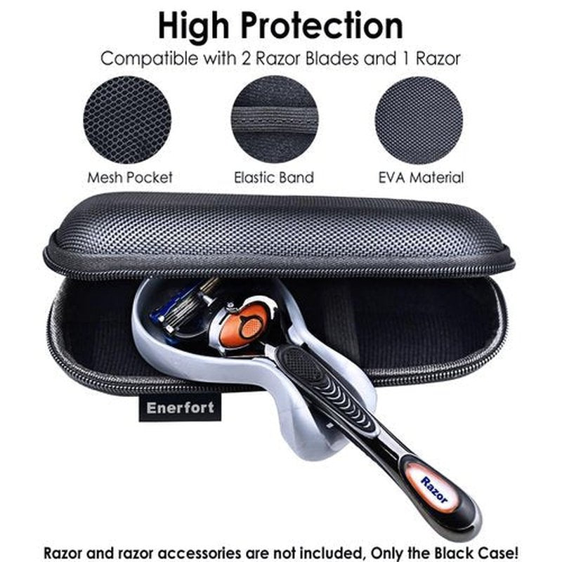 Gillette Hard EVA Razor Travel Case - Lightweight Design with Mesh Pocket for 2 Blades | Durable Zipper, Black