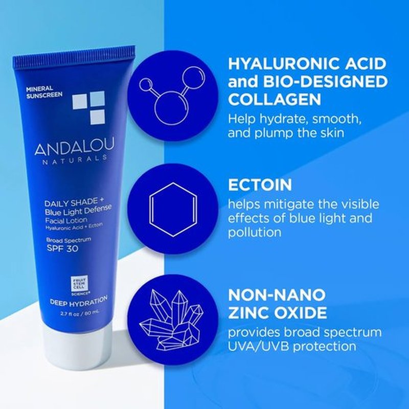 Andalou Naturals Clear Skin Sunscreen SPF 30 - Lightweight, Non-Greasy Facial Sunblock Lotion | 2.7 fl oz