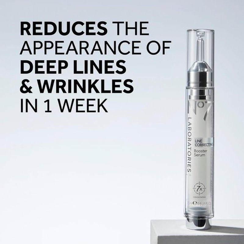 No7 Laboratories Line Correcting Booster Serum - Collagen Peptide Formula for Fine Lines & Wrinkles - 15 ml