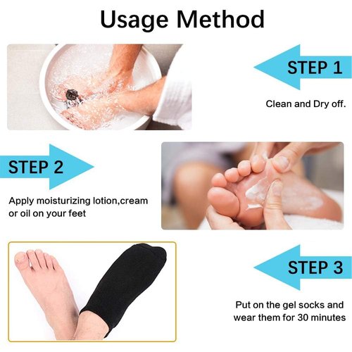Large Men Moisturizing Gel Socks - 2 Pairs Foot Care Treatment for Dry Cracked Rough Skin - Spa Lotion Socks for Repairing US10-15