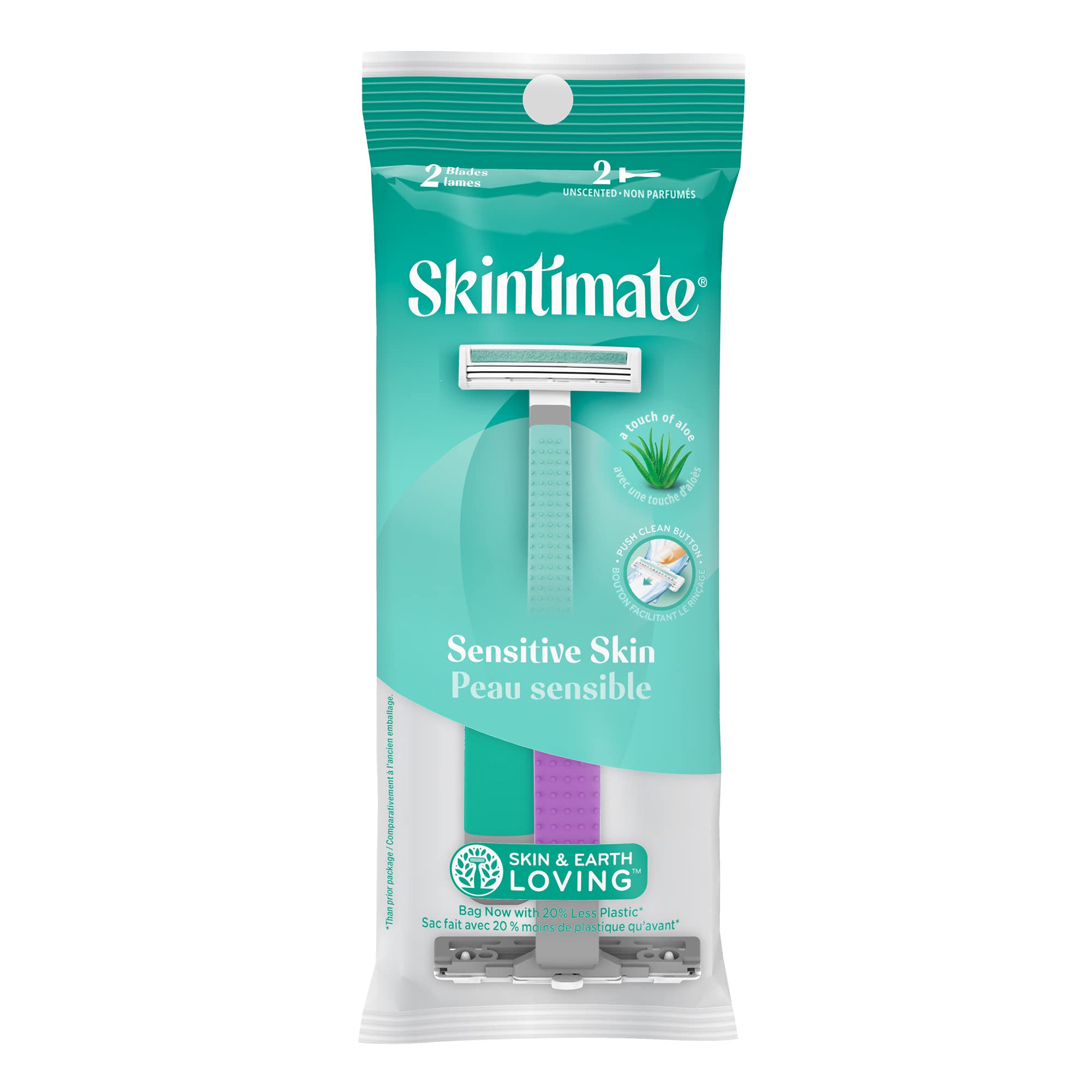 Skintimate Twin Blade Disposable Razor for Women, Great for Travel, Easy to Rinse, 72 Count, Packaging may vary
