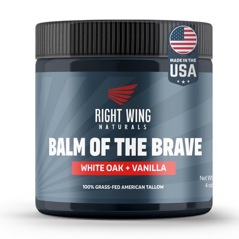 Right Wing Naturals Handmade Grass-Fed Beef Tallow for Skin - Moisturizing Beef Tallow Balm - Face & Body Butter for Soft, Smooth Skin (4oz, White Oak & Vanilla)