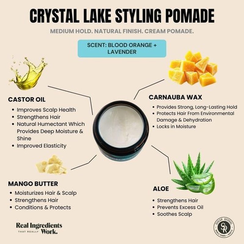 Shear Revival Crystal Lake Styling Cream Pomade - Medium Hold, Natural Finish for All Hair Types, 3.4oz