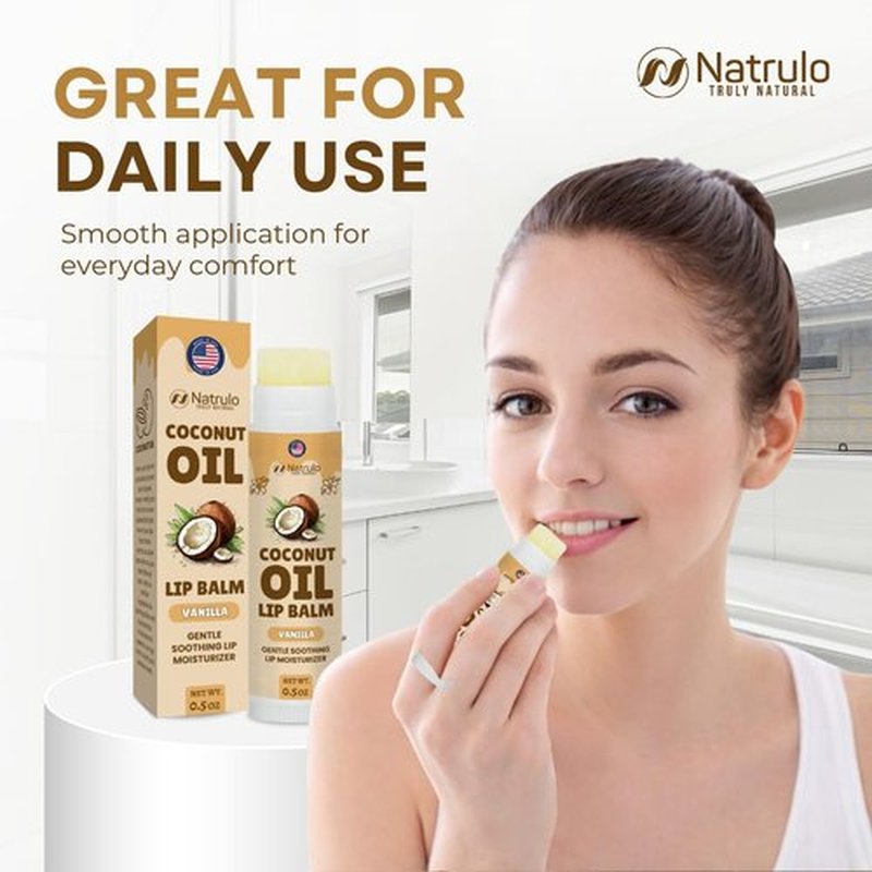 Coconut Lip Balm - Hydrating Natural Chapstick with Coconut Oil & Beeswax for Dry Lips | Made in USA