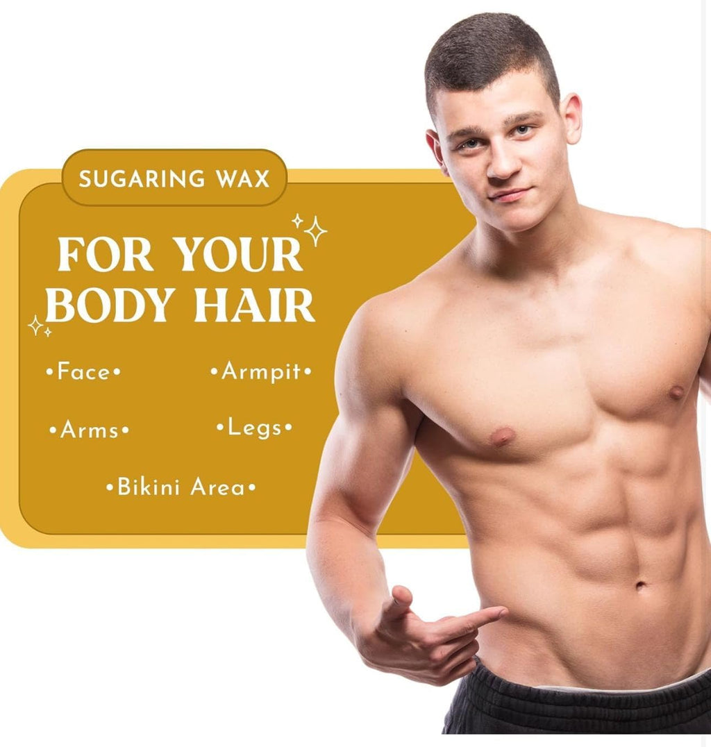 MOOM USDA Organic Sugar Wax Hair Removal for Men, 12 oz Wax Jar, Sugaring Hair Wax with Aloe Vera & Chamomile - Body, Leg, Chest & Face wax - Soft Wax for Sensitive Skin (Strips & Sticks Not Included)