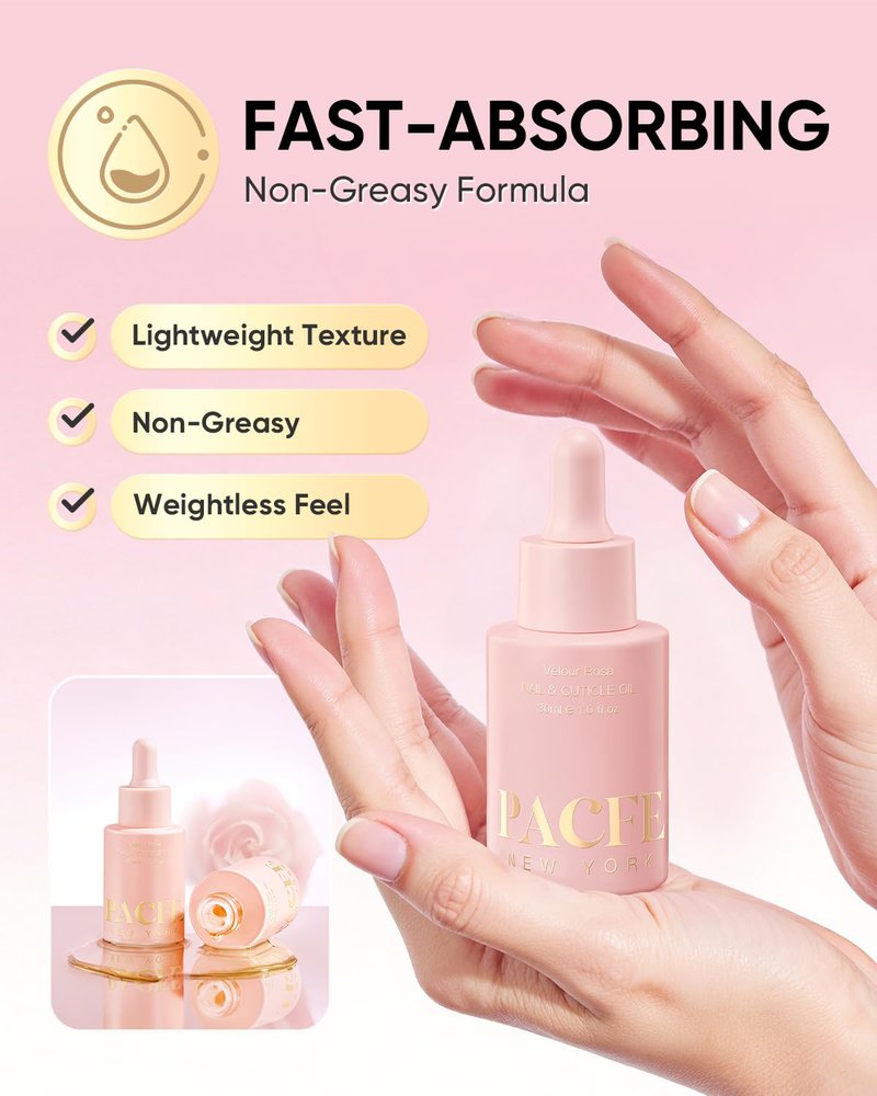 Velour Rosa Nail & Cuticle Oil - 100% Natural Hydrating Treatment with Jojoba Oil & Vitamin E - 1.0 fl oz