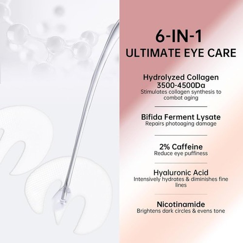 Novoy Bio-Collagen Deep Eye Patches - 6-in-1 Retinol Treatment for Dark Circles & Puffiness | 15 Pairs, Rose