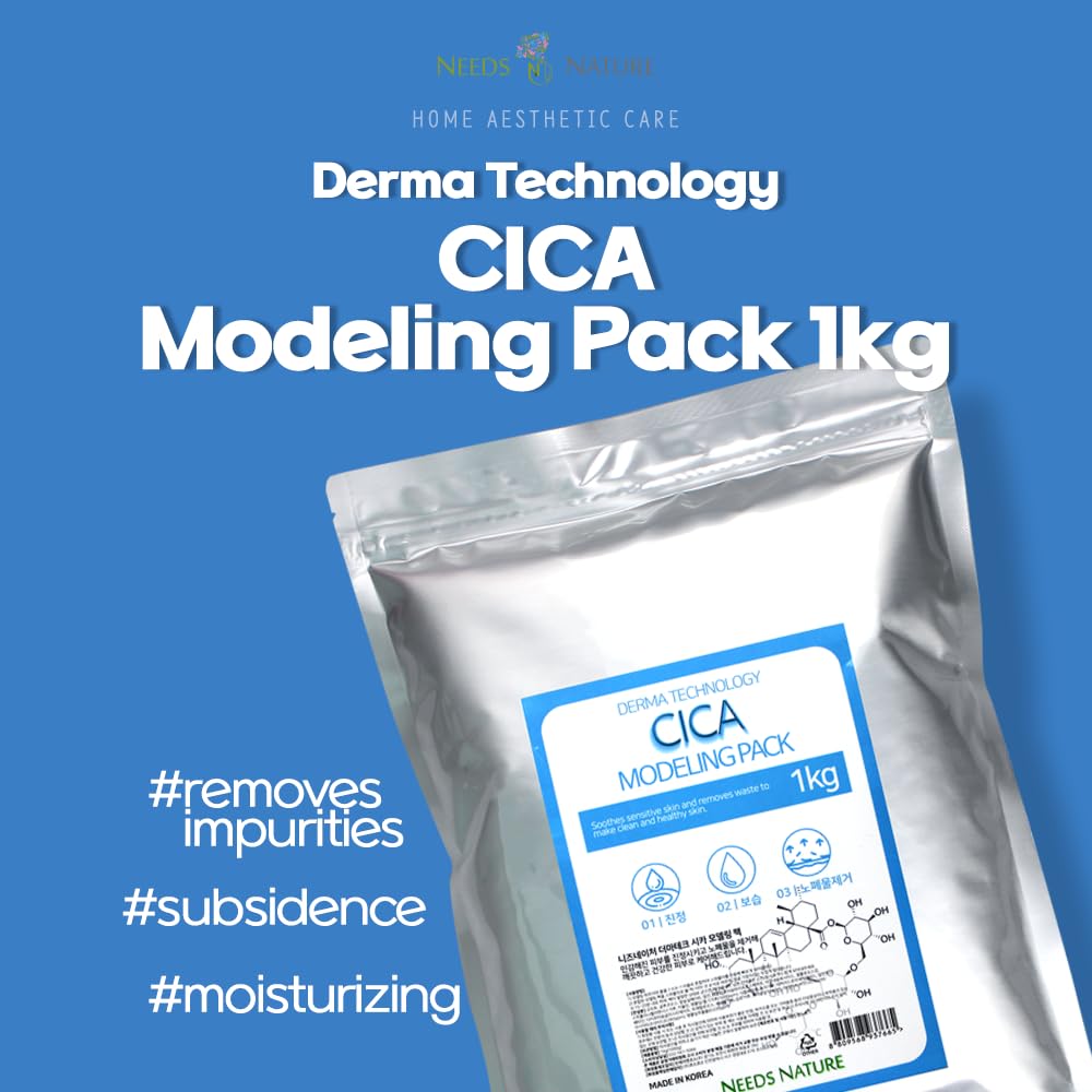 Modeling Mask with CICA for Face – NEEDS NATURE | Soothing & Redness Relief Peel-Off Rubber Mask | Korean Skincare | Home Spa Treatment | 1000g Powder Pack with Mixing Tools