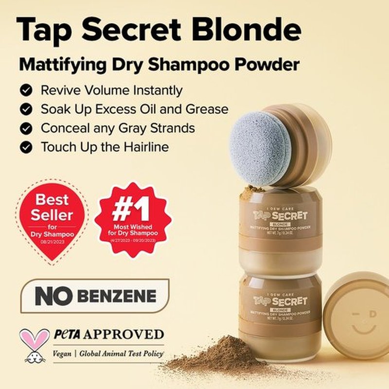 I DEW CARE Biotin Clarifying Dry Shampoo - Strengthening & Volumizing Powder | Blonde & Brunette, Travel Size, 0.26 Oz
