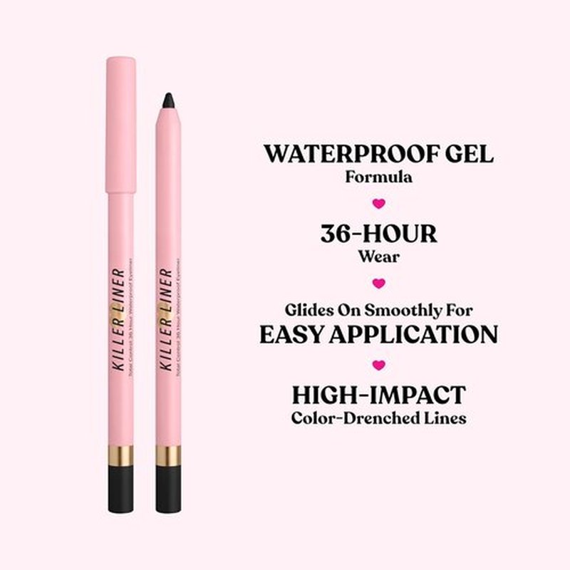 Too Faced Killer Liner Gel Eyeliner Pencil - 36-Hour Waterproof, Long-Lasting, Non-Flaking | 0.04 Ounce