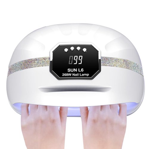 GGUP 268W UV LED Nail Lamp,Professional Nail Dryer, Gel UV LED Nail Light for 2 Hands,Nail Curing Light with 45 pcs LEDs, 4 Timer Settings Auto Sensor,Gel Nail Art Lamp for Fingernail and Toenail