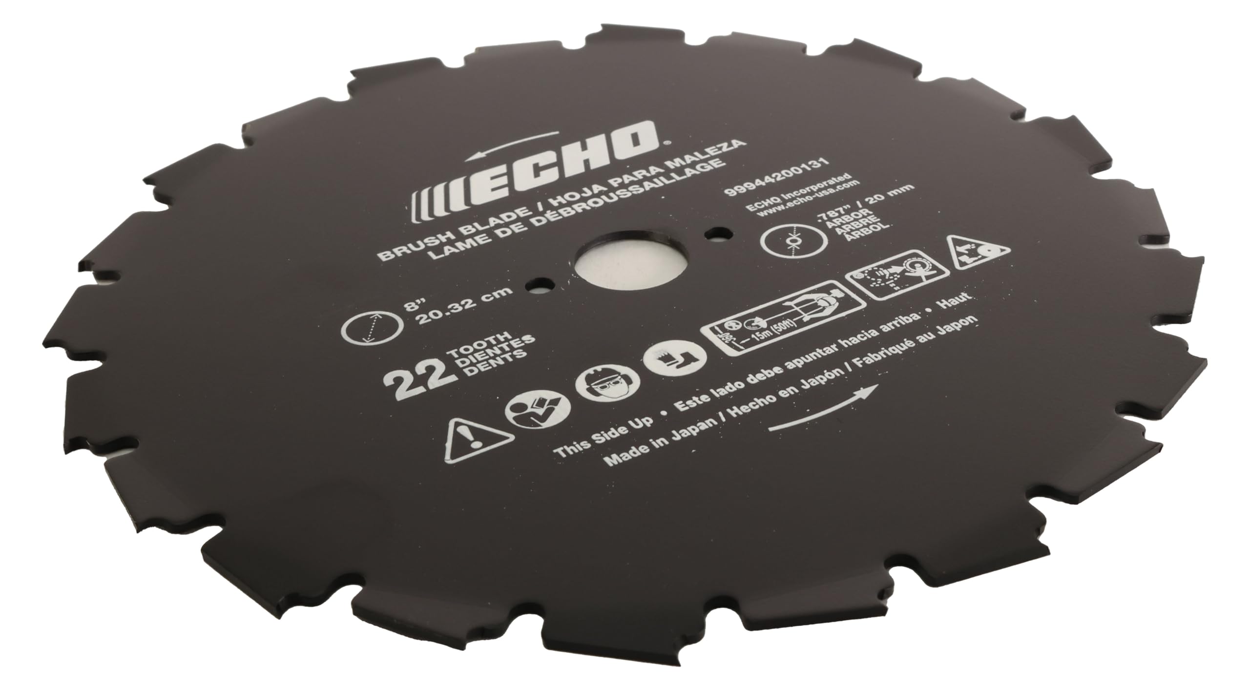 99944200131 Echo 8" Steel Brushcutter Blade 20 mm Bore 22 Tooth Fits SRM-210 SRM-225 SRM-230 SRM-260 SRM-265 SRM-280 SRM-311 SRM-340 SRM-400 SRM-410 Trimmers