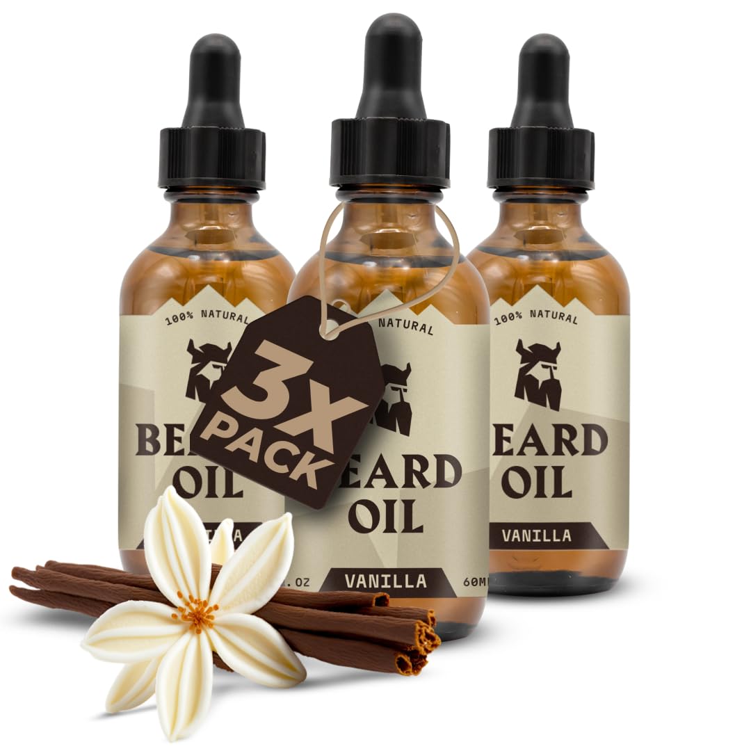 Striking Viking Beard Oil for Men - 2 Fl Oz (Pack of 3), Vanilla