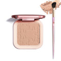 LSxia Cream Contour Powder Palette Kit with Brush & Mirror, Matte Bronzer Cool Toned Contour Powder Palette for Face Sculpting Makeup (#C02 Soft Brown)