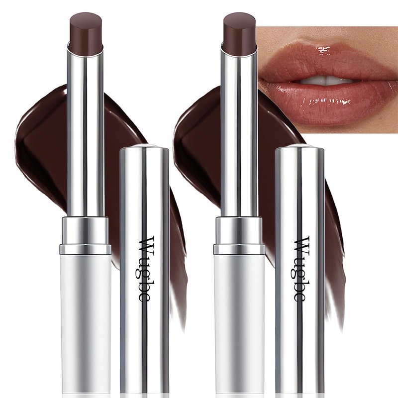 Wugbc 2 PCS Tinted Lip Balm Hydrating Sheer Natural Glossy Lip Care Balm for Repairing Dry Lips Lightweight Black Candy Color Non-Sticky Lipstick Makeup for All Skin Tones
