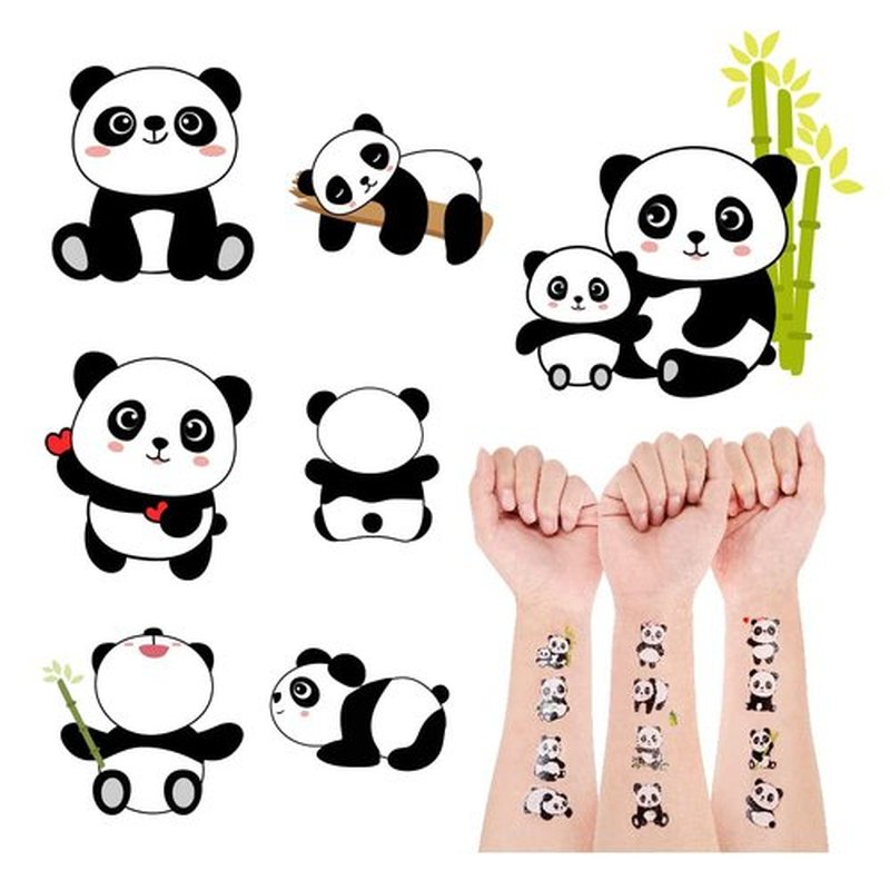 120 PCS (24 Sheets) Panda Temporary Tattoos, Birthday Decorations Panda Party Favors