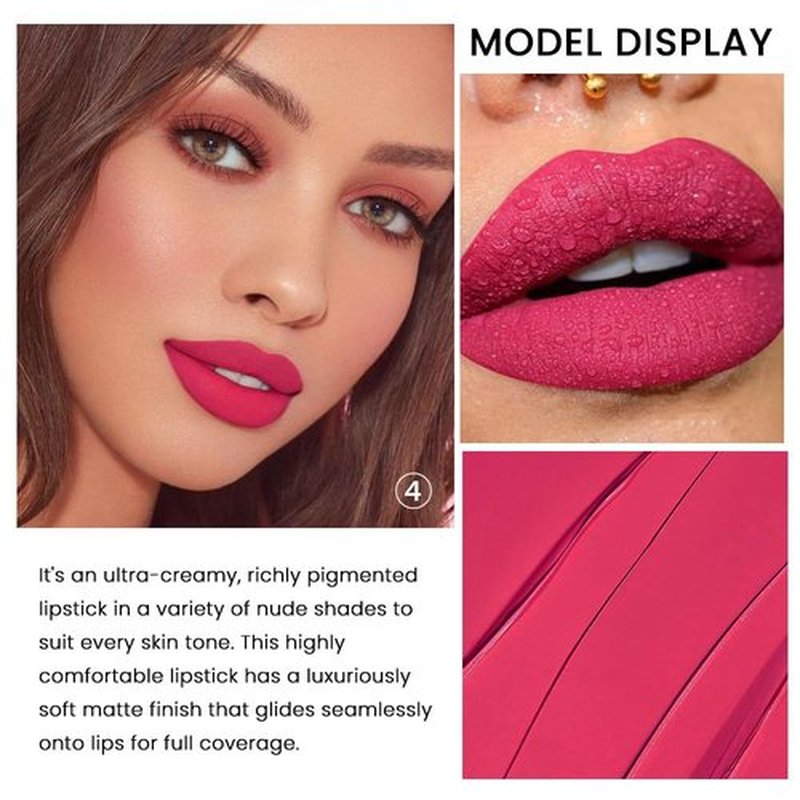 Evpct Matte Lipstick Set - 3 Pcs Silky Velvet in Plum Purple, Rose Red & Mauve | Long-Lasting, Smudge-Proof