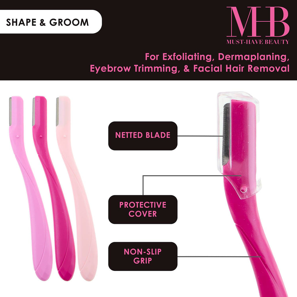 6pc Pink Dermaplaning Razor Set - Easy Grip Disposable Face & Body Razors