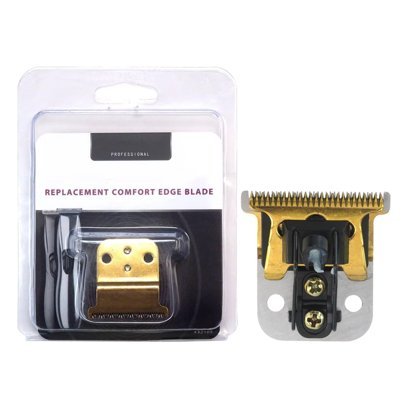 JRSHOME Trimmer Replacement T Blade Set Ceramic Blade Carbon Steel Blade Set for Andis Slimline Pro Li Hair Trimmer D7#32655 D8#32400 (Gold)