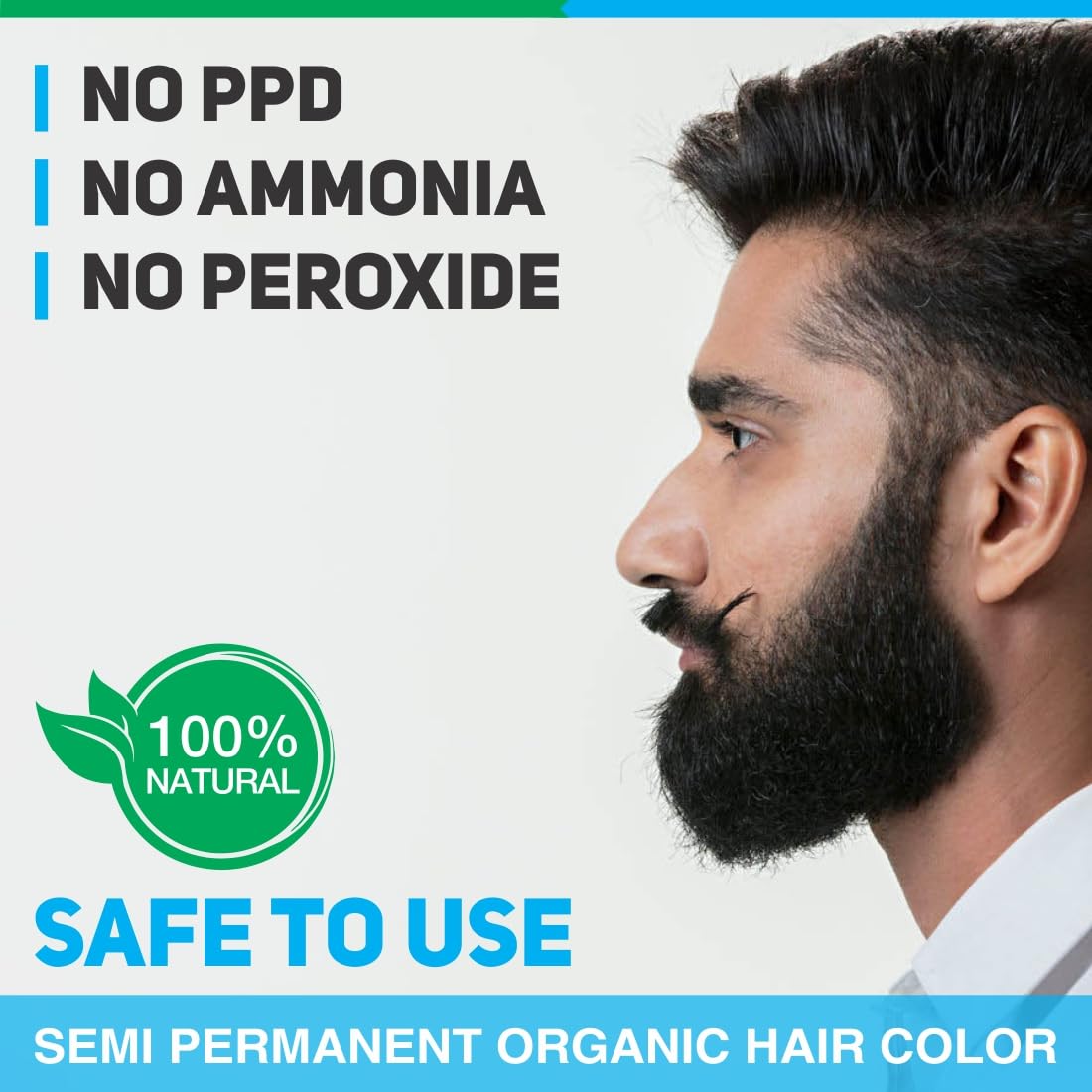 Vegetal Safe Color - Soft Black 25gm - Certified Organic Chemical and Allergy Free Bio Natural Beard Hair Color with No Ammonia Formula for Men