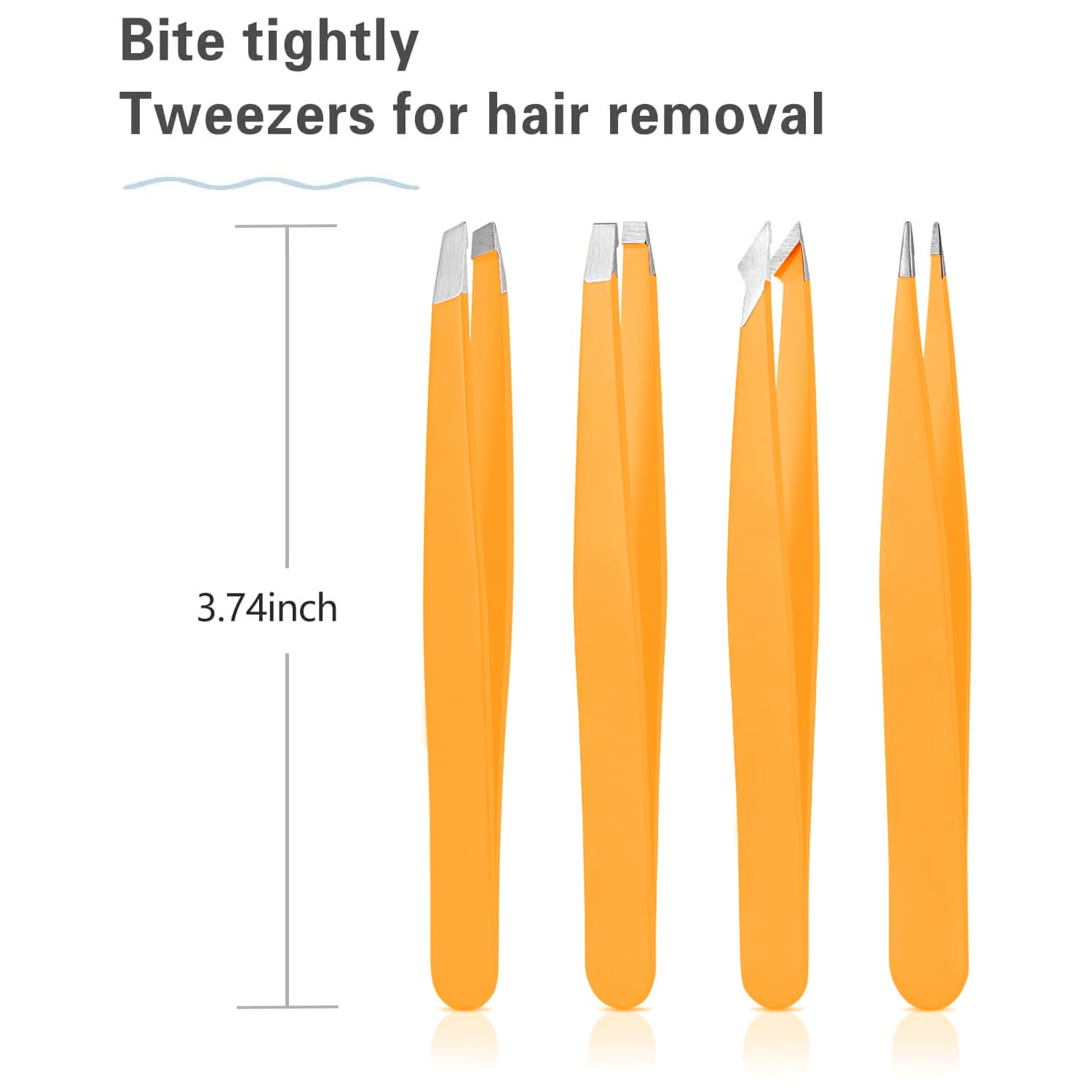 Derlaier Tweezers Set Professional High Precision Stainless Steel Eyebrow Remover Ingrown Hair & Splinter Removal Kit Facial Hair Grooming Tools for Men Women Orange 4 Pcs