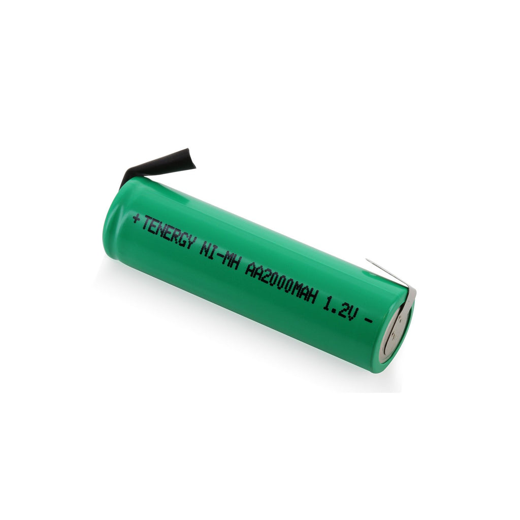Tenergy AA 1.2V NiMH 2000mAh Flat Top Rechargeable AA Batteries with Tabs, 4 Pack