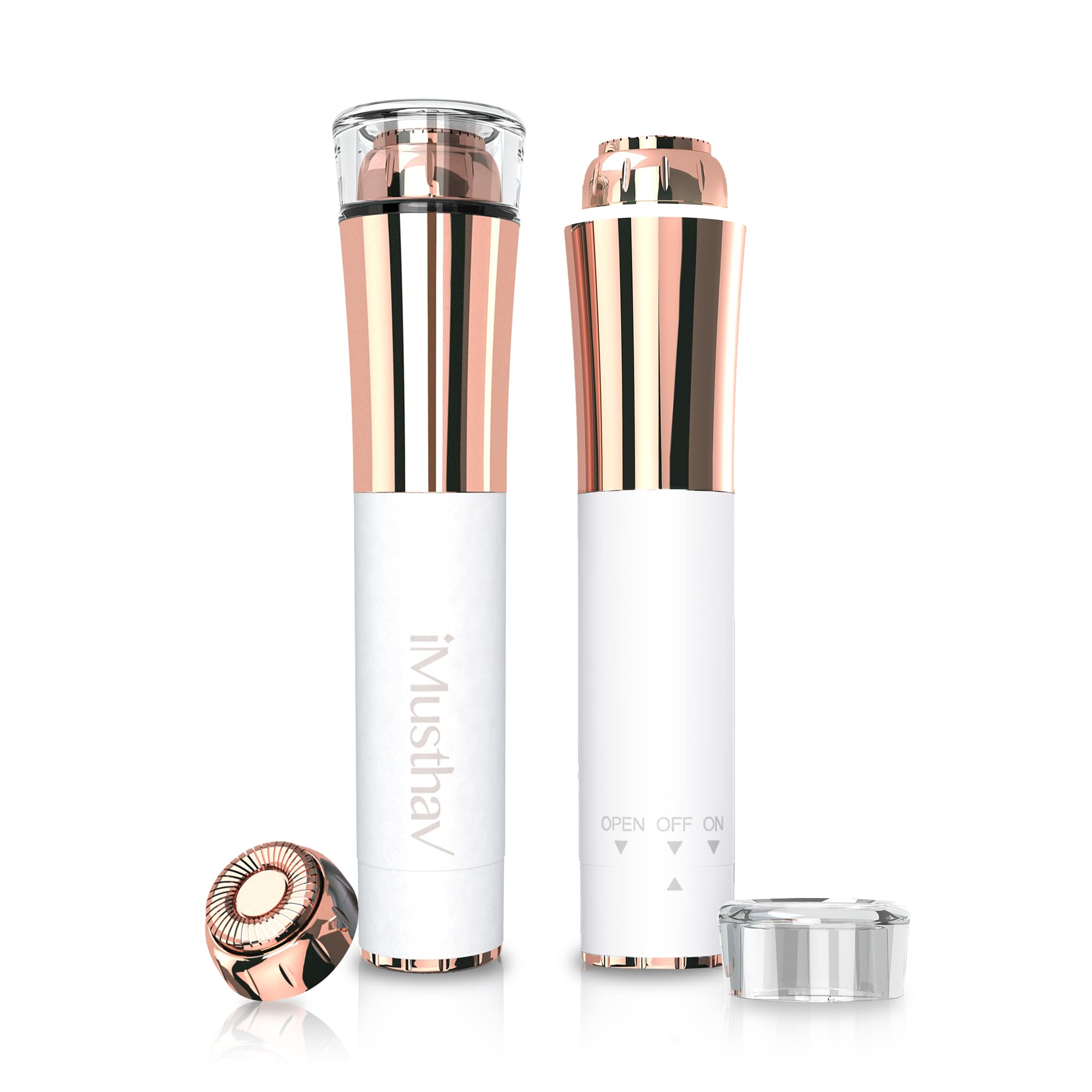Facial Hair Removal for Women, Painless & Flawless Electric Face Hair Remover, Face Shaver Razor & Trimmer for Upper Lip, Chin & Peach Fuzz, 18K Gold-Plated / 360° LED Light/Floating Head Blade