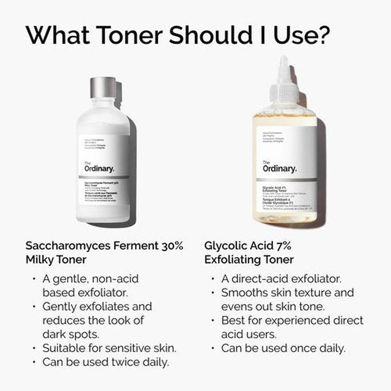 The Ordinary Glycolic Acid 7% Exfoliating Toner, Brightening and Smoothing Daily Toner for More Even-Looking Skin Tone, 3.4 Fl Oz
