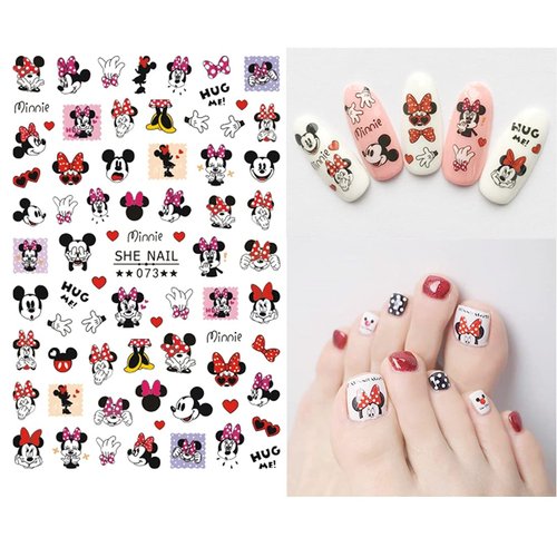 2Pieces 3D Mouse Nail Stickers Cute Kawaii Cartoon Nail Stikers Self-Adhesive Nail Decals for Women Girls Kids Nail Art Stickers (75+Decals)