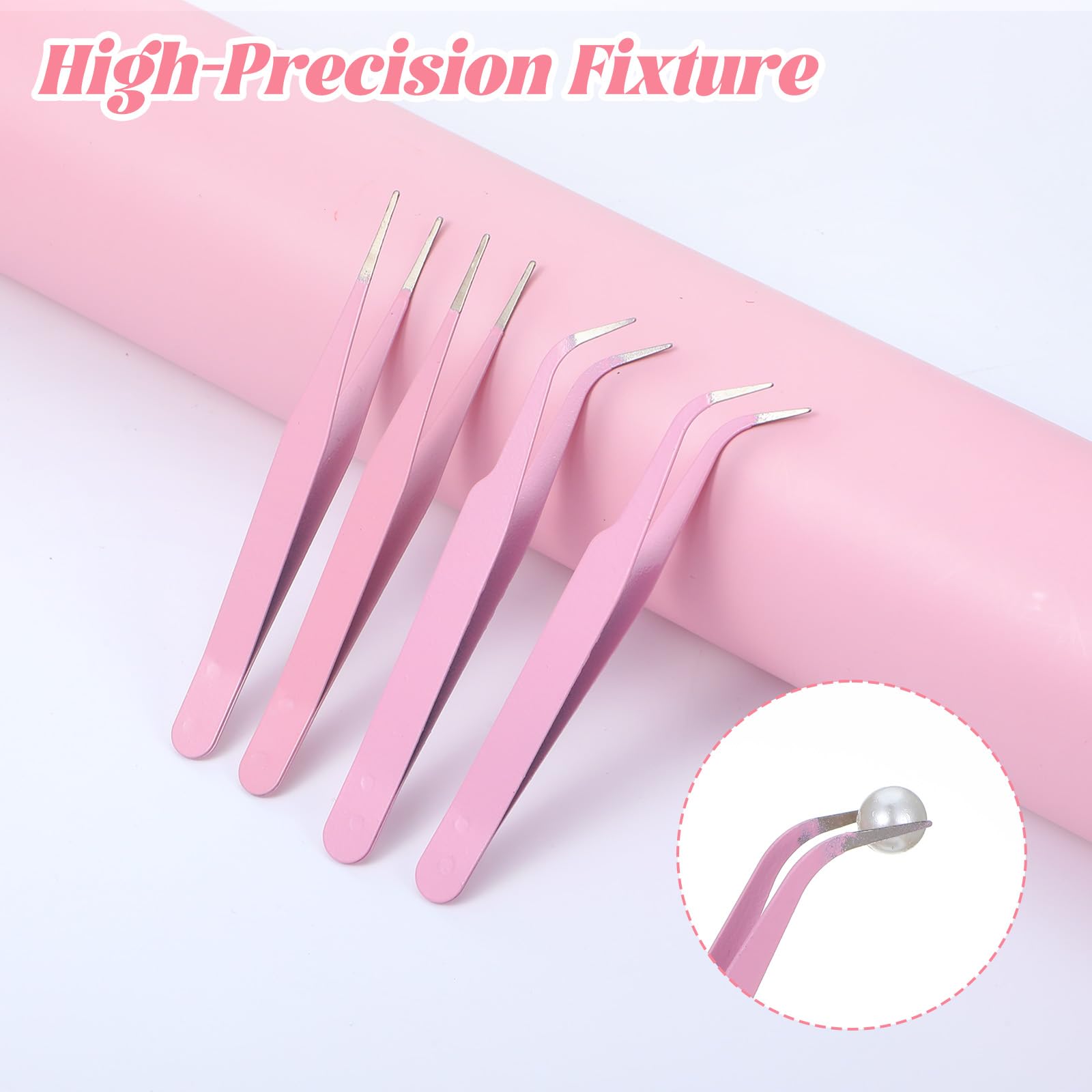 4 Pcs Sticker Tweezers, Pink Craft Tweezers for Stickers Universal Sticker Tweezers for Journaling Diamond Art Tweezers for Laboratory Work Jewelry Making Modeling Electronic Repair