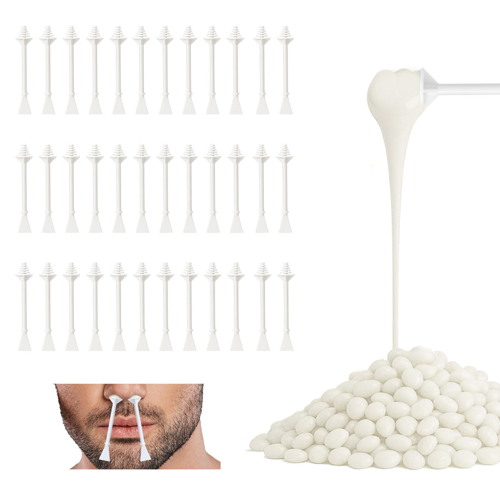 AUZEAL 40 Nose Wax Sticks & 100 g Beads - Nose & Ear Waxing Kit Refill, Compatible with USB Wax Warmer, Hot Water, or Microwave, Easy & Effective, 20 Times Use, Lasts up to 6 Weeks