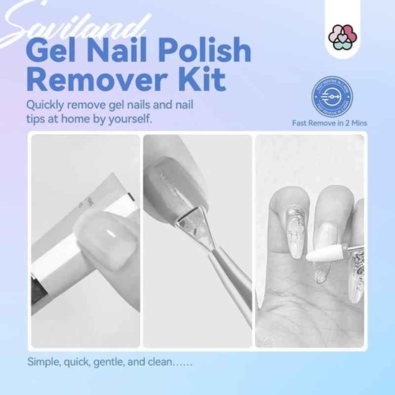 SAVILAND Gel Nail Polish Remover with Tools: 2PCS Gel Polish Remover for Nails No Need Soaking or Wrapping 30ml Gels Nail Remover Quick & Easy Removal in 2-3 min for Home Nails Art DIY