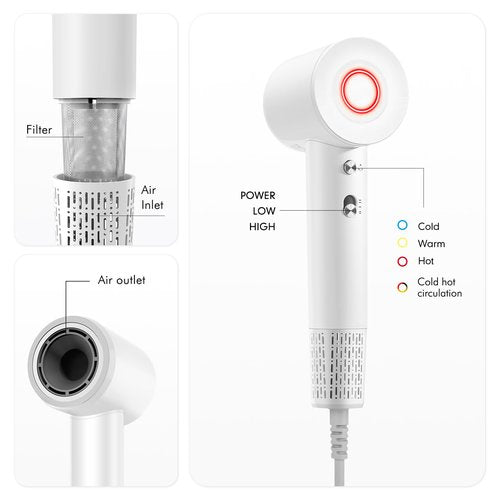 Hair Dryer, 112000 RPM High Speed Brushless Motor Blow Dryer with Diffuser for Fast Drying, 300M Ionic Hair Dryers for Men & Women, Professional Quiet Travel Hair Dryer, Lightweight Portable Mini