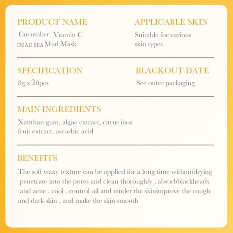Etuanxi 30Pcs Recovery Mud Mask Clay Mask for Face Vitamin C & Cucumber & Dead Sea Mud Masks for Face Face Mask Moisturizing Deep Cleansing Mud Mask Skin Care Set