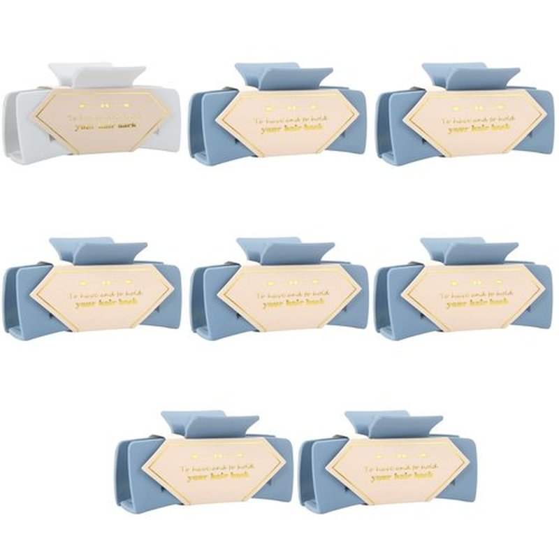 Bridesmaid Proposal Gifts 4.1inch Square Hair Claw bachelorette party accessories Clips for Wedding Party Favors (White&Dusty blue)