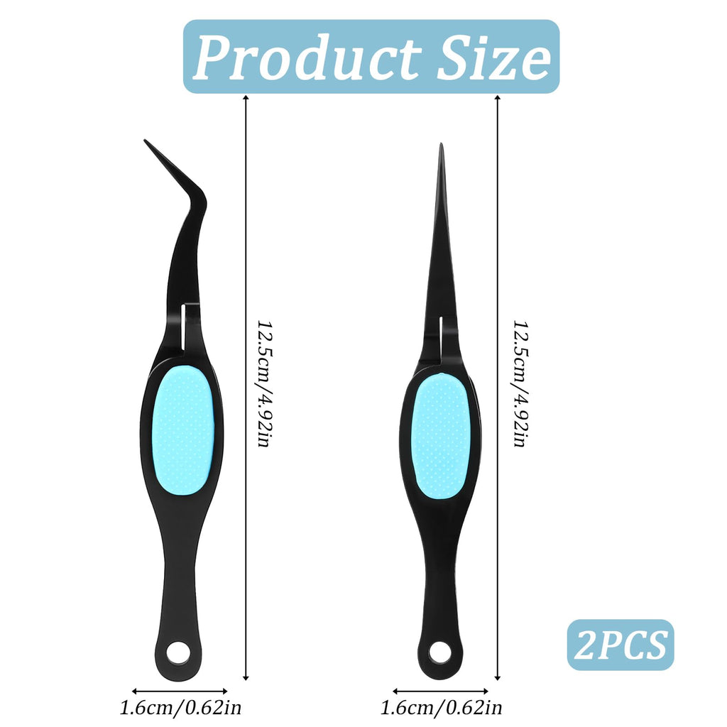 Salbsever 2 Pcs Crafting Precision Tweezers - Reverse, Crossing Lock, Soft Grip With Curved and Straight Fine Point Tips for Crafts