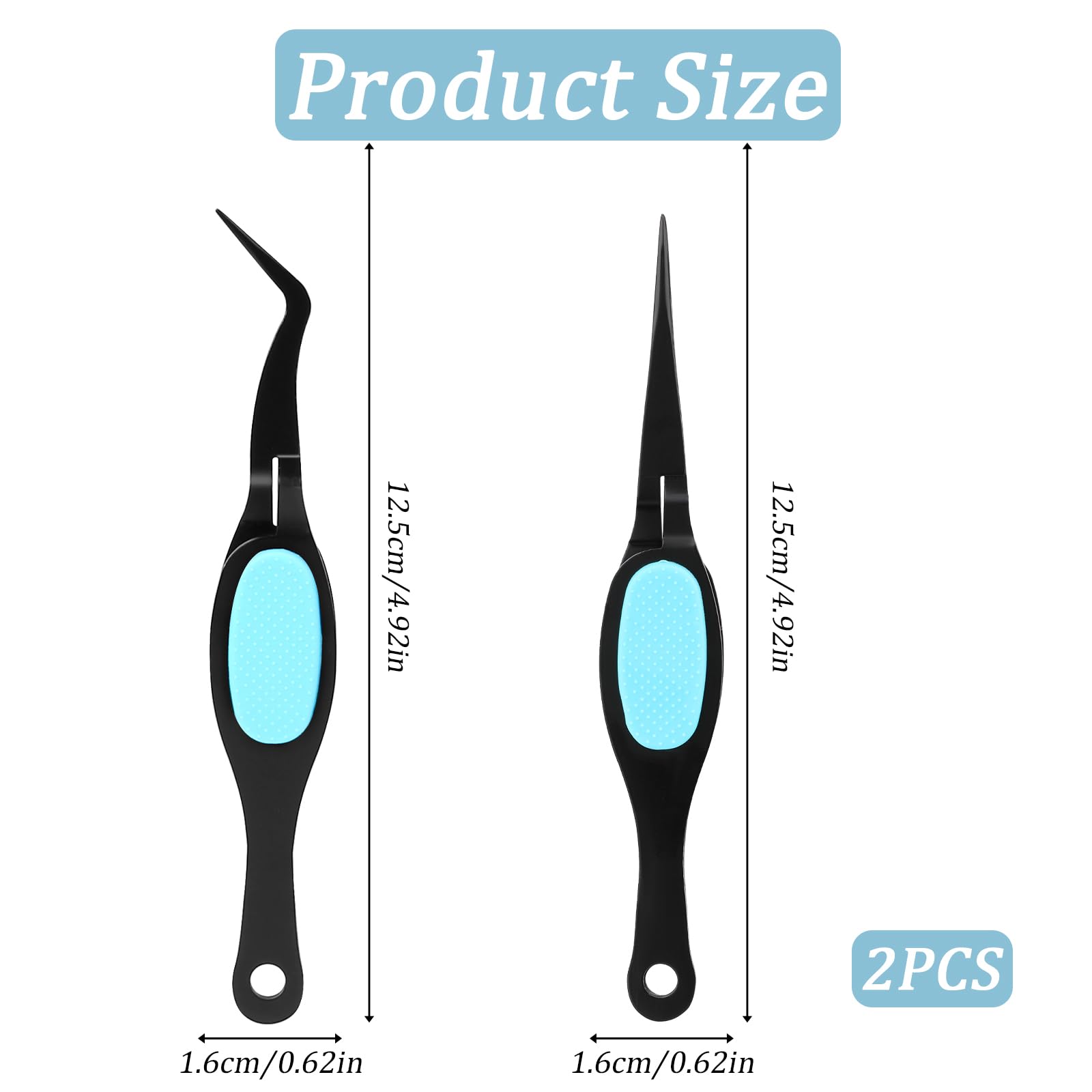 Salbsever 2 Pcs Crafting Precision Tweezers - Reverse, Crossing Lock, Soft Grip With Curved and Straight Fine Point Tips for Crafts