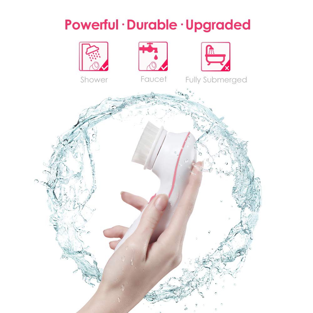 TOUCHBeauty Facial Cleansing & Exfoliator Brush Set with Travel Case 3 Professional Cleansing Brush Heads for Oil/Sensitive/Combination Skin |Waterproof, Dual Speed