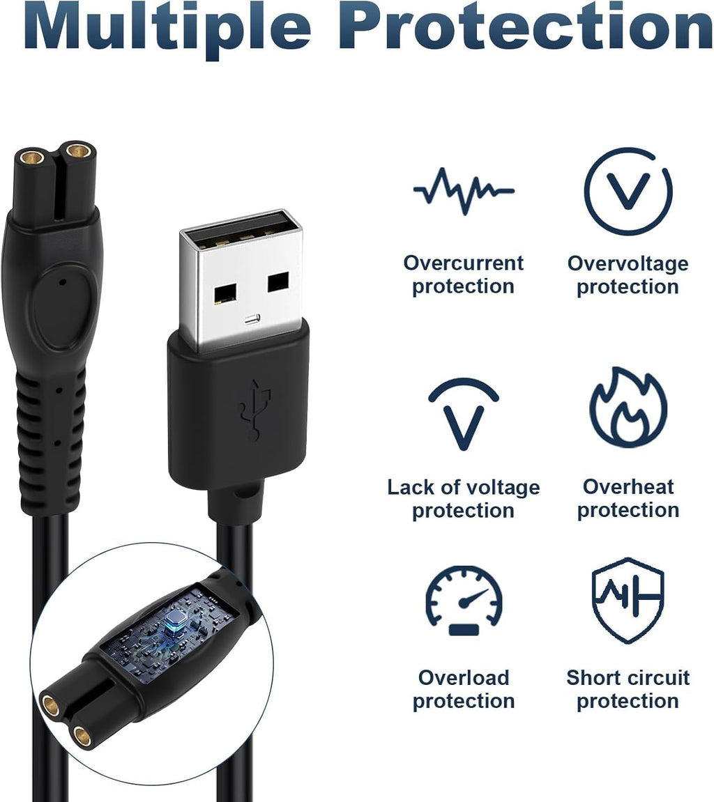 5V Fast Wall Charger Compatible with Philips Norelco OneBlade 360 QP2724 QP2834, Multigroom MG7910 MG5910 MG9510 MG9520, Shaver Series 2000 3000 5000 7000 X5004, USB Charging Cable Cord Power Adapter