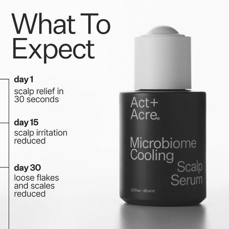 ACT+ ACRE Microbiome Cooling Scalp Serum - Instant Relief for Dry, Itchy Scalp - Natural Vegan Formula, 2.2 fl oz